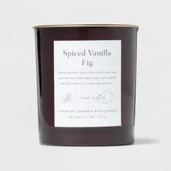 Clear Colored Glass With Woodwick And Brass Metal Inset Lid Spice Vanilla Fig Candle Purple - Threshold™ -Home Deals Store GUEST 164b0c6a 9ab3 436c a9d4 968eb3e3b85f