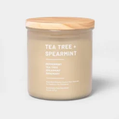 Glass Jar Tea Tree And Spearmint Candle Beige - Threshold™ -Home Deals Store GUEST 1ae068be c042 415c a0e0 475aaead92cf