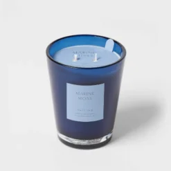 Colored Vase Glass With Dustcover Marine Moss Candle Blue - Threshold™ -Home Deals Store GUEST 2f74f3e1 96a9 4d09 847e 100c47a93447