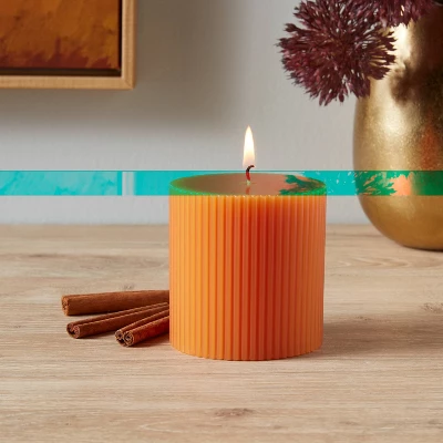 Ribbed Pillar Pumpkin Spice Candle - Threshold™ 1 Ribbed Pillar Pumpkin Spice Candle - Threshold™