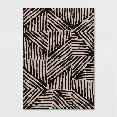 Abstract Lines Rug Black/Tan - Threshold™ 5 Abstract Lines Rug Black/Tan - Threshold™ - Image 5
