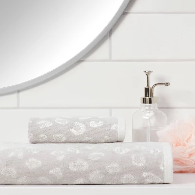 Leopard Reversible Towel Gray - Threshold™ 1 Leopard Reversible Towel Gray - Threshold™