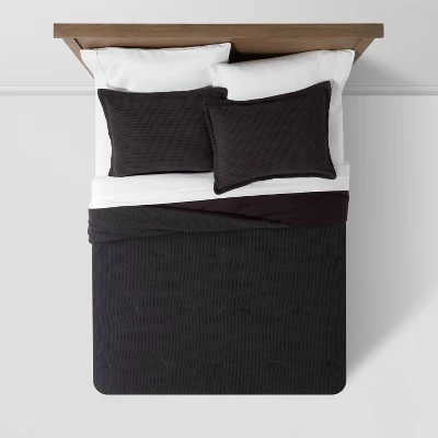 Washed Waffle Weave Comforter & Pillow Sham Set - Threshold 2 Washed Waffle Weave Comforter & Pillow Sham Set - Threshold - Image 2