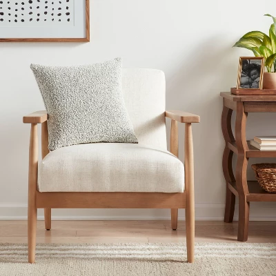 Woven Boucle Square Throw Pillow With Exposed Zipper - Threshold™ 1 Woven Boucle Square Throw Pillow With Exposed Zipper - Threshold™