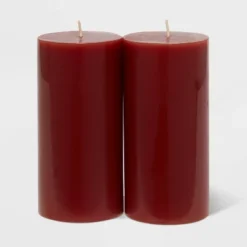 2pk Pillars Warm Cider & Cinnamon Red - Threshold™ -Home Deals Store GUEST 5fecdd6e 5da9 48e9 866c c72973a56b09