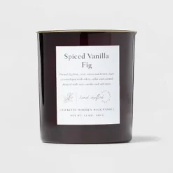 Clear Colored Glass With Woodwick And Brass Metal Inset Lid Spice Vanilla Fig Candle Purple - Threshold™ -Home Deals Store GUEST 80884ab1 75d4 4adc 8675 96b625da6f8e
