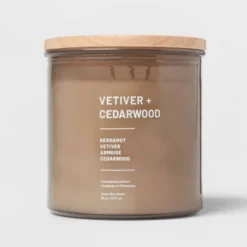 Glass Jar Vetiver And Cedarwood Candle Brown - Threshold™ -Home Deals Store GUEST 94fa0143 6384 4148 9851 b3c3e6d22167