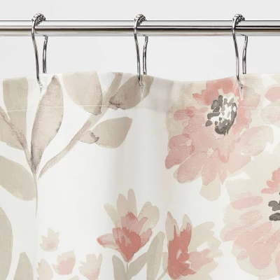 Blooms Flat Weave Shower Curtain Coral - Threshold™ 2 Blooms Flat Weave Shower Curtain Coral - Threshold™ - Image 2