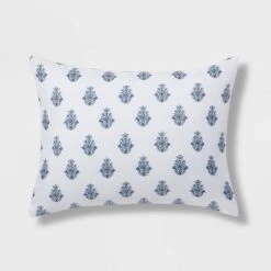 5pc Block Print With Border Comforter Bedding Set White/Blue - Threshold™ -Home Deals Store GUEST b03a15d2 8e0b 42ad bda7 eeee200581c9