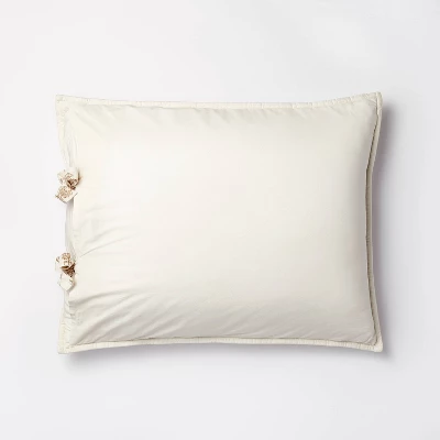 Lofty Cotton Slub Woodblock Print Floral Quilt Sham White/Mauve – Threshold™ Designed With Studio McGee 3 Lofty Cotton Slub Woodblock Print Floral Quilt Sham White/Mauve – Threshold™ Designed With Studio McGee - Image 3