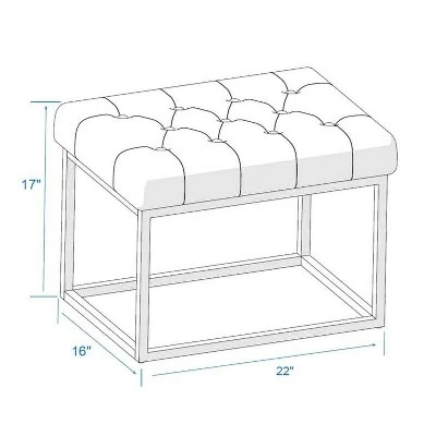 Trubeck Tufted Metal Base Ottoman Faux Leather - Threshold™ 4 Trubeck Tufted Metal Base Ottoman Faux Leather - Threshold™ - Image 4