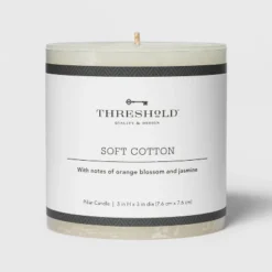 Pillar Candle Soft Cotton White - Threshold™ -Home Deals Store GUEST d55a5595 2986 4235 8fc7 cb696b617fa6
