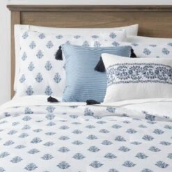 5pc Block Print With Border Comforter Bedding Set White/Blue - Threshold™ -Home Deals Store GUEST ddc8a001 aa3a 4790 aed4 861077adb88d