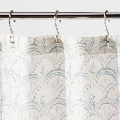 Block Print Scallop Shower Curtain Aqua Blue - Threshold™ 2 Block Print Scallop Shower Curtain Aqua Blue - Threshold™ - Image 2