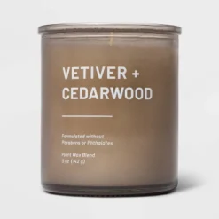 Glass Jar Vetiver And Cedarwood Candle Brown - Threshold™ -Home Deals Store GUEST dfa4fefe 0ef4 4373 802b 4787eff784da