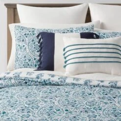 12pc Reversible Paisley Print Comforter & Sheets Set Blue/Dark Teal Blue - Threshold™ -Home Deals Store GUEST e3f1ec9a 3b66 4053 b0fe 00d8eb4ecda8
