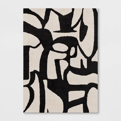 Abstract Inkblot Rug Black/White - Threshold™ 4 Abstract Inkblot Rug Black/White - Threshold™ - Image 4